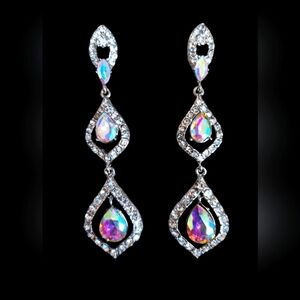 Two Inch Rhinestone Earrings.
